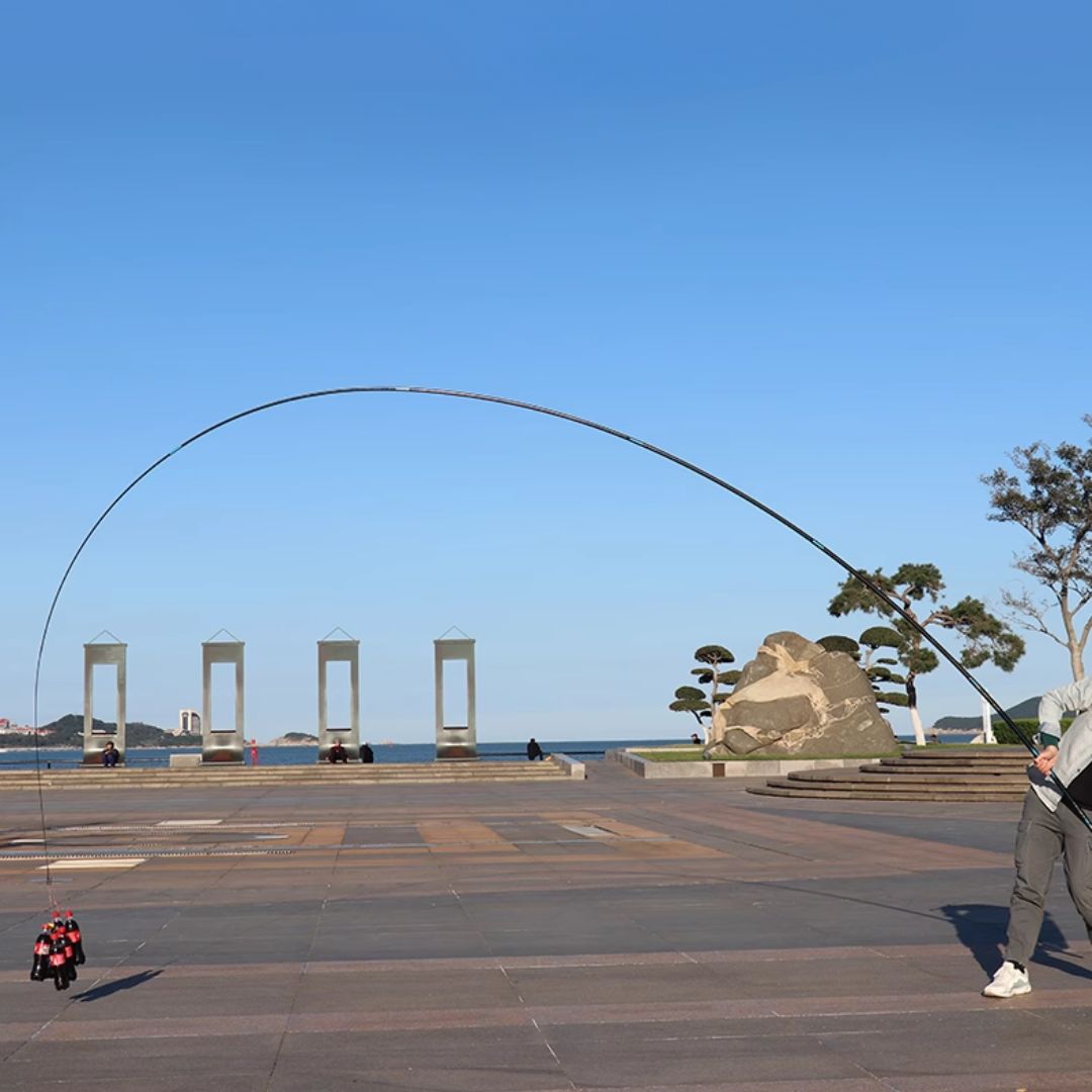 Canne à pêche chinoise Dragon x5 en carbone - Série Rouge