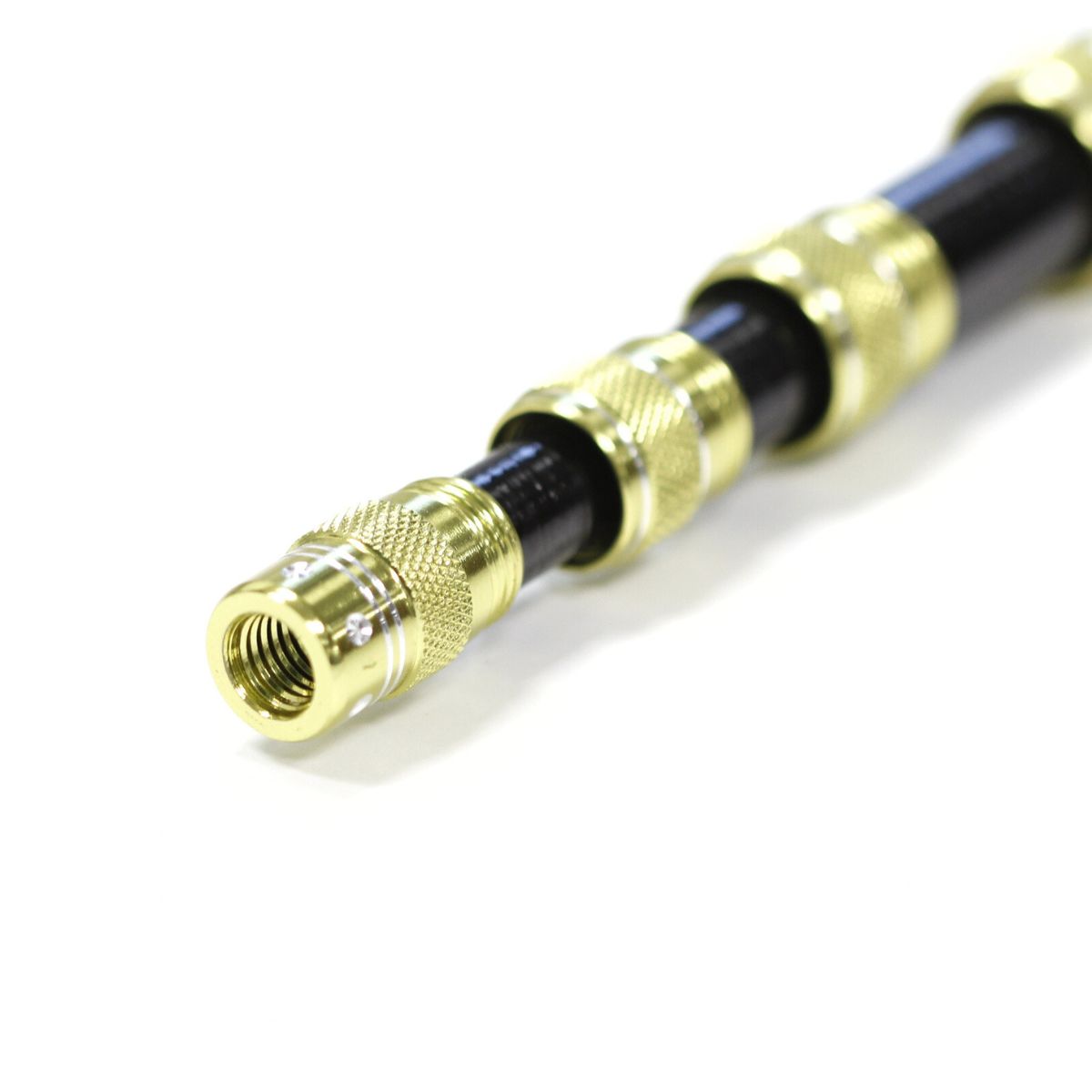 Manche d'épuisette téléscopique Noir et Jaune Fluo - Diam de vis : 8mm