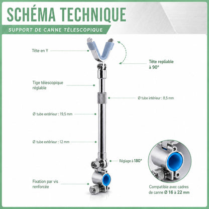Support de canne télescopique 44cm