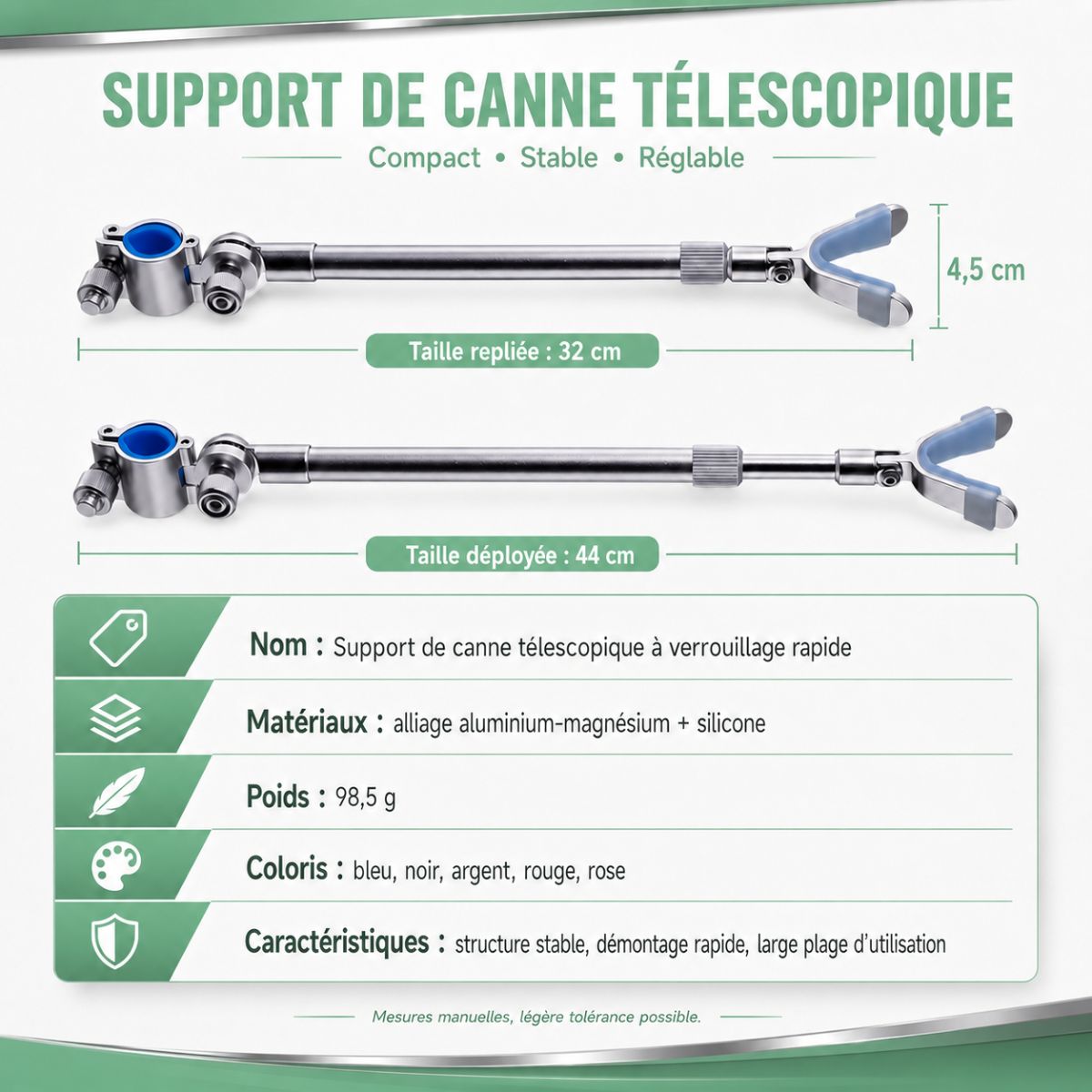 Support de canne télescopique 44cm