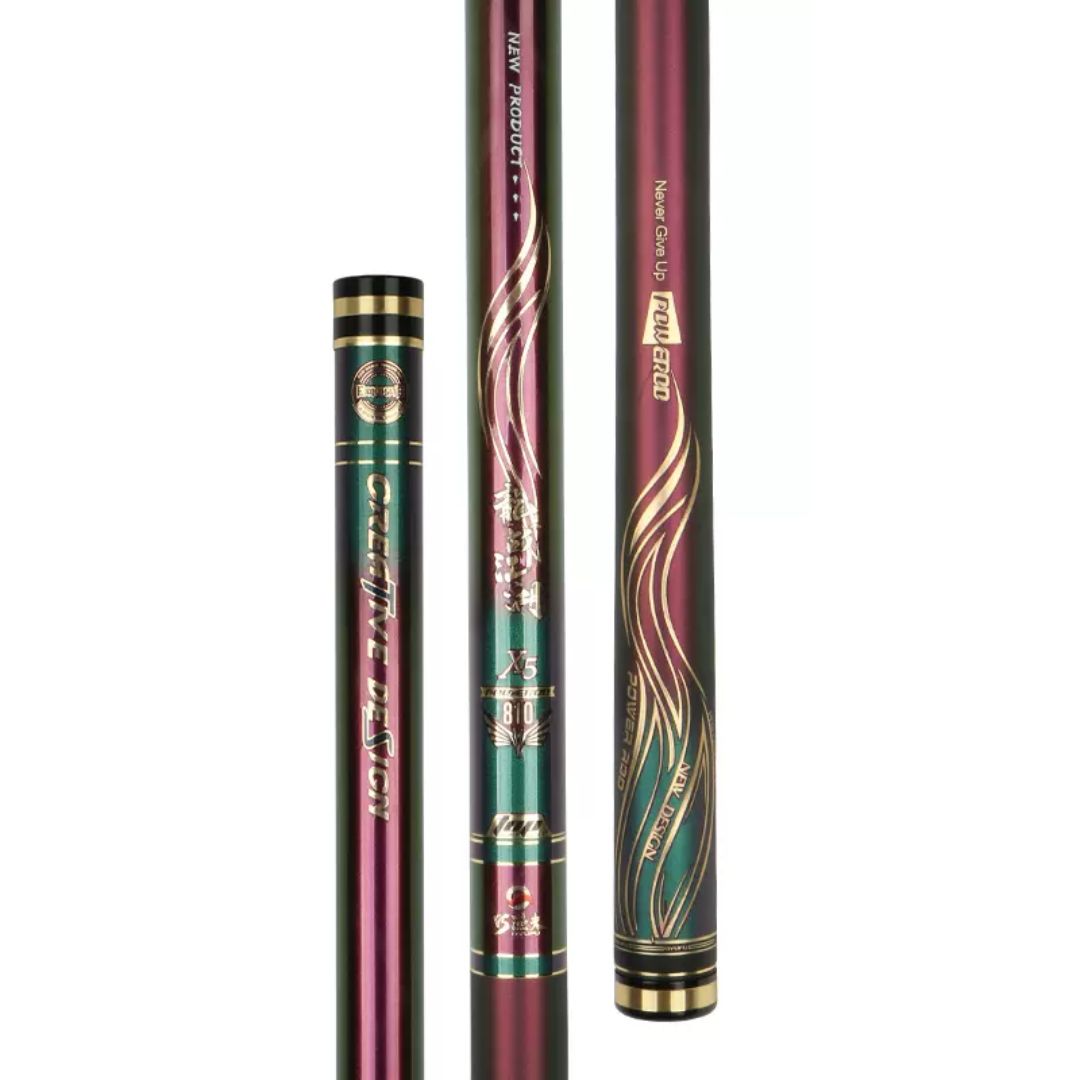 Canne à pêche chinoise Dragon x5 en carbone - Série Rouge