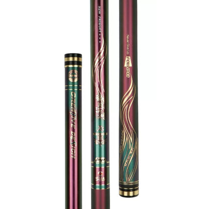 Canne à pêche chinoise Dragon x5 en carbone - Série Rouge