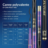 Canne au coup légère polyvalente pour pêche chinoise - Série Violette