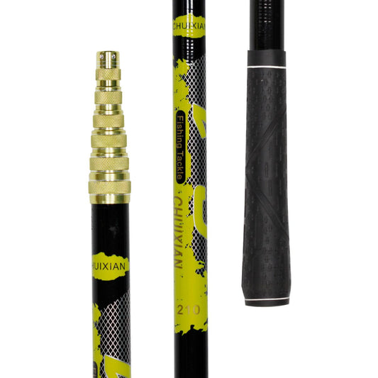 Manche d'épuisette téléscopique Noir et Jaune Fluo - Diam de vis : 8mm