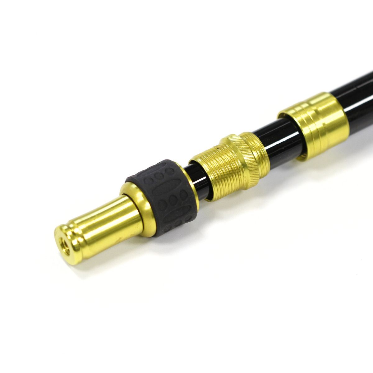 Manche d'épuisette téléscopique Noir et Jaune Fluo - Diam de vis : 8mm