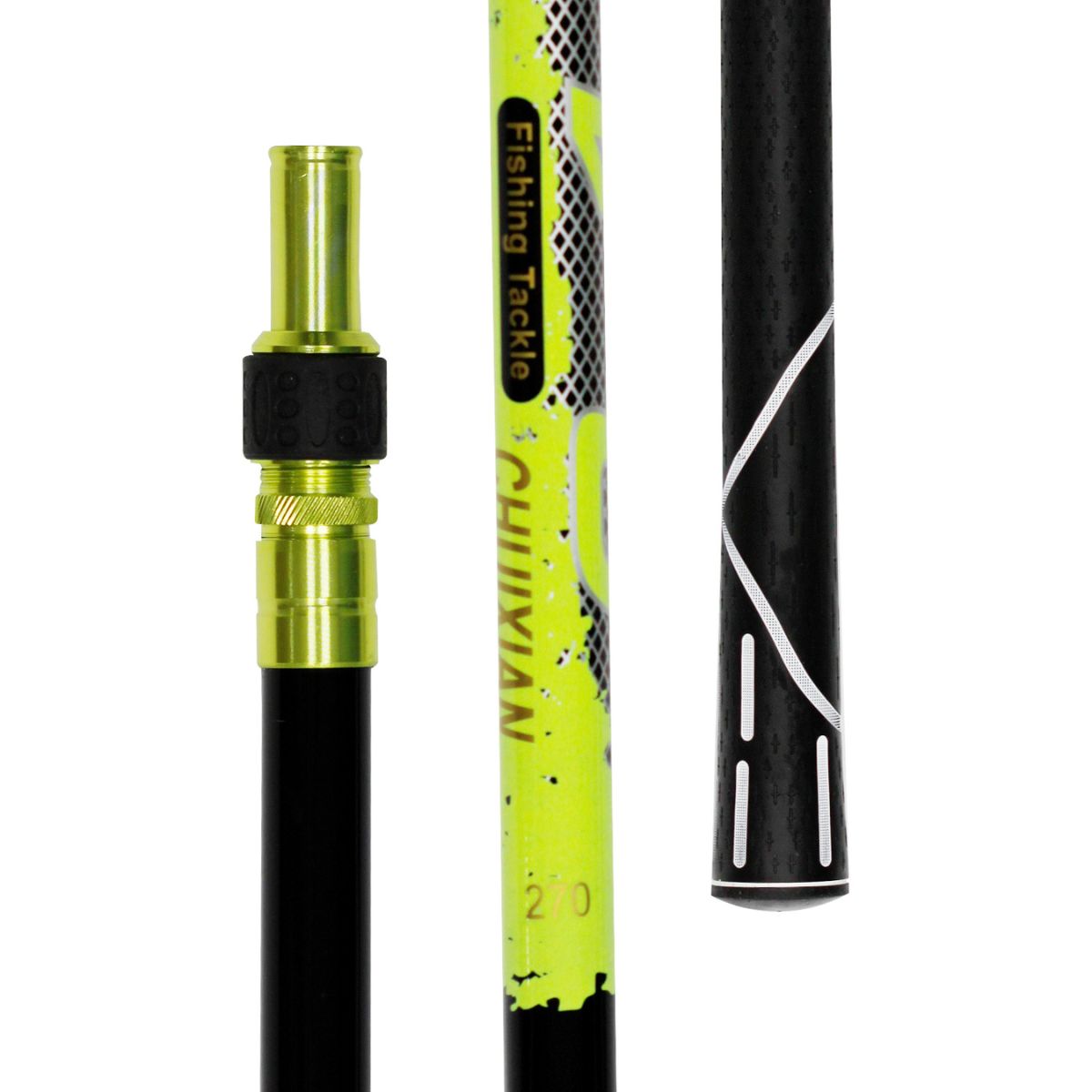 Manche d'épuisette téléscopique Noir et Jaune Fluo - Diam de vis : 8mm