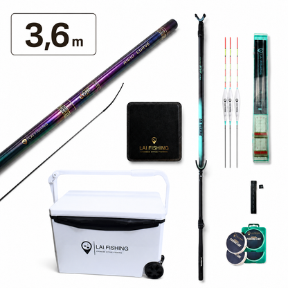 Kit de pêche au coup série violette II - 3.6m avec glacière
