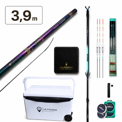 Kit de pêche au coup série violette II - 3.9m avec glacière