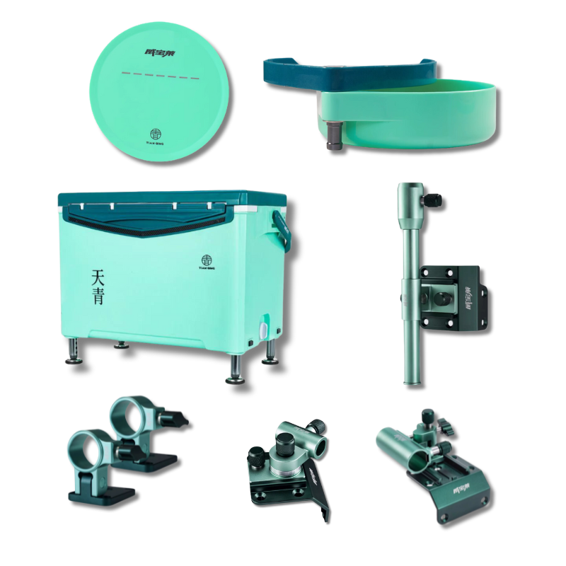 Kit glacière, boîte avec plateau magnétique pour appâts et 4 supports